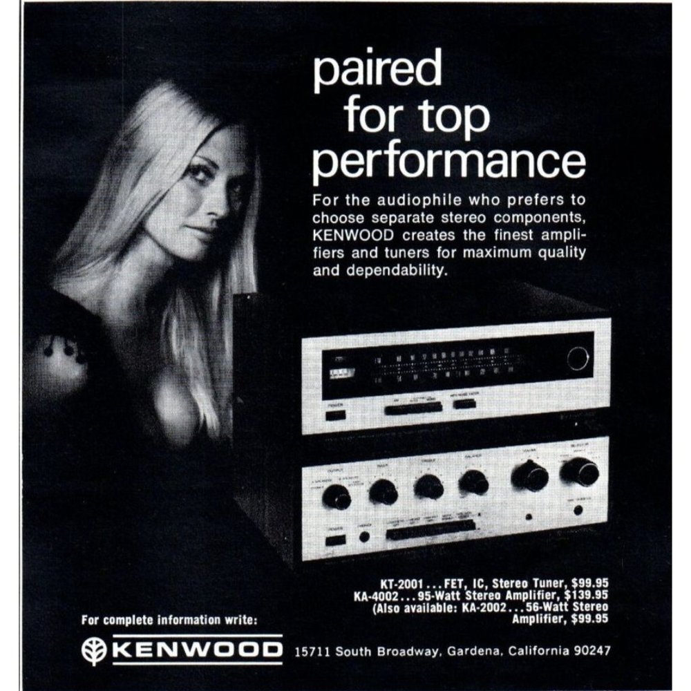 1970 Kenwood Stereo Components KT-2001 Vintage Print Ad Audiophile Blonde Art
